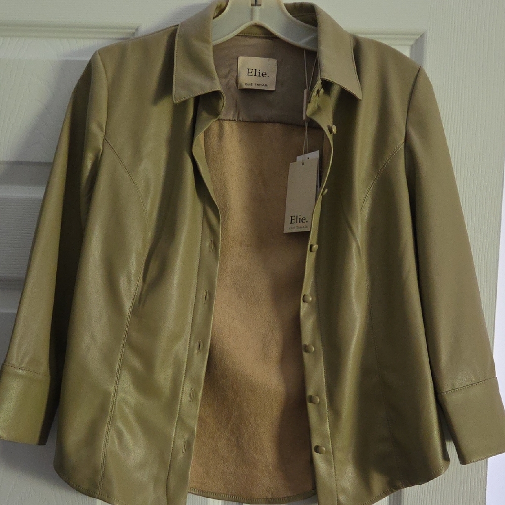 Women's Tan Elie Tahari Leather Jacket